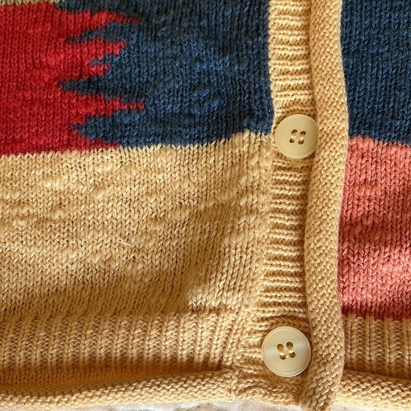 Cotton Blend Women’s Sweater Top Cardigan Large Southwestern Patchwork Colorful - Picture 15 of 16